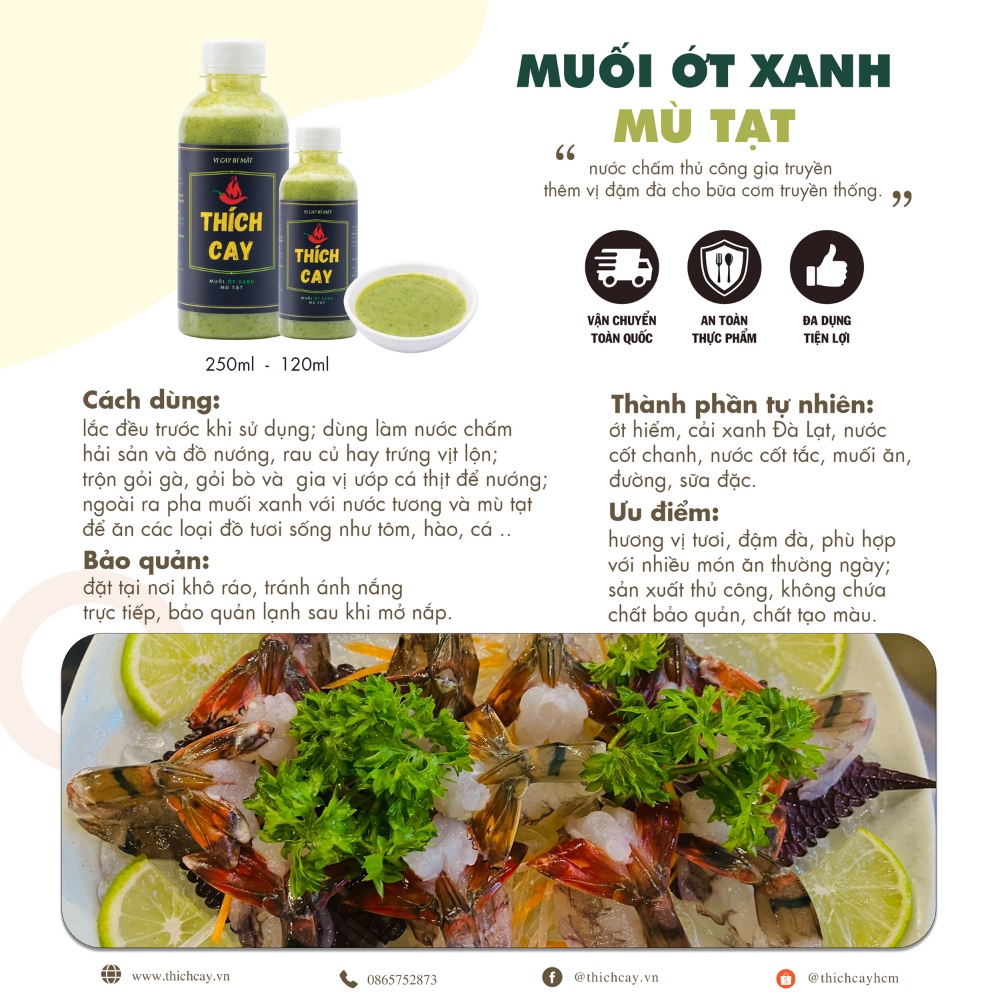 Nước chấm xanh Thích Cay 250ml, hải sản mù tạt, ớt xanh, tương chấm cay nòng, ăn lẩu XM250-1C530337