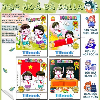 Lốc 5 Quyển Tập Vở Học Sinh A5 96 trang 4 ô ly Bé Ngoan Thuận Tiến - định lượng 120gsm