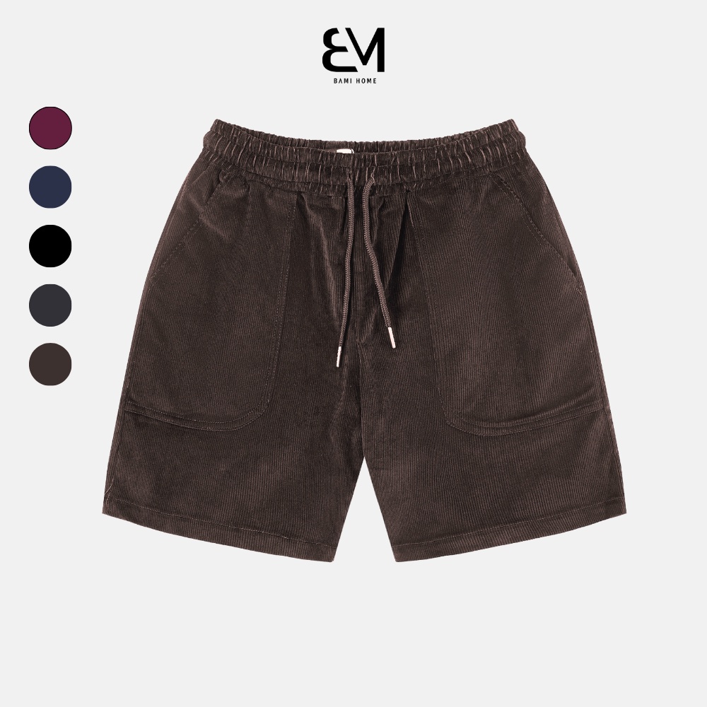 Quần short đùi nhung tăm Nam Nữ BAMI HOME cao cấp form regular năng động thoải mái QNG- 04