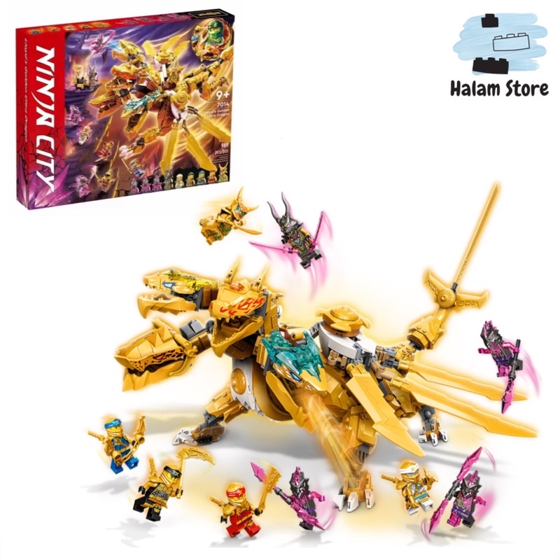 Mô hình lắp ráp Ninjago 7014 71744 Ultra Dragon - Đồ chơi xếp hình Rồng vàng bốn đầu của Lloyd