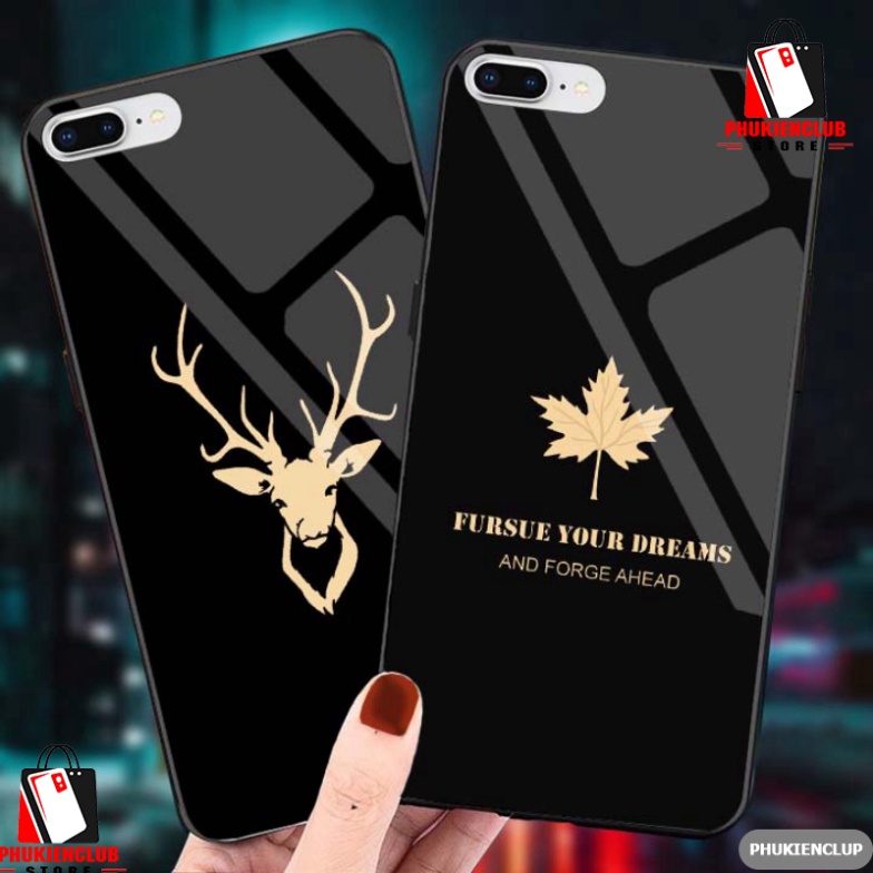 Ốp lưng iphone 7/ 8S/ 7 Plus/ 8 Plus/ SE2 MẶT SAU BẰNG KÍNH in hình logo mặt con vật sang trọng9