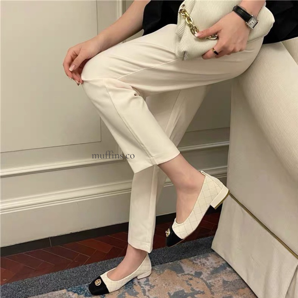 Giày búp bê tiểu thư mũi vuông phong cách Pháp