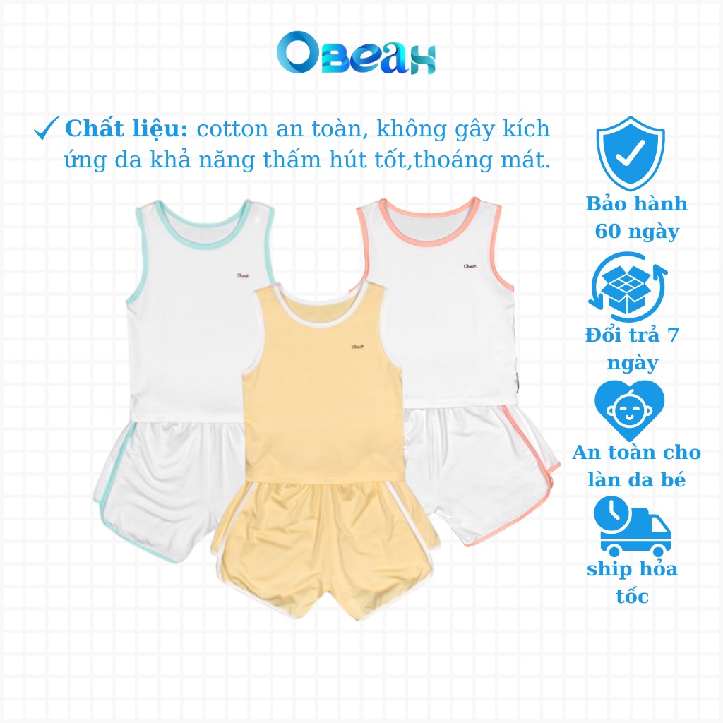 Obeah sét bộ ba lỗ Phối viền nổi bật thể thao Chất liệu cotton thoáng mát