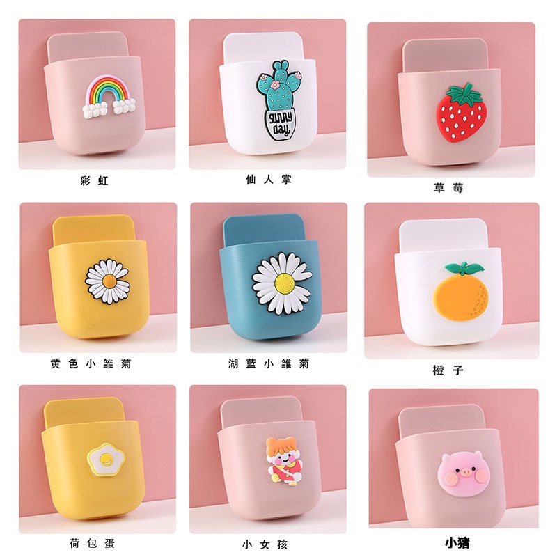 Kệ dán tường - giá đỡ sạc điện thoại , điều khuyển - ống cắm sặc đa năng - văn phòng phẩm - HOKAMI STORE