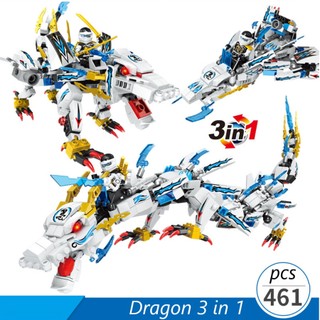 [461 Chi Tiết] Bộ Đồ Chơi Xếp Hình Ninja Rồng Cho Bé, Lắp Ghép Dragon Rồng