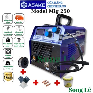 Máy hàn điện tử asake - mig không dùng khí 2 chức năng asake mig 250 mini model 2023