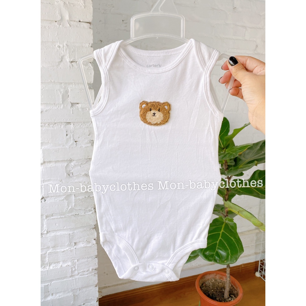 Bộ body SÁT NÁCH trắng thêu hình dễ thương cho bé