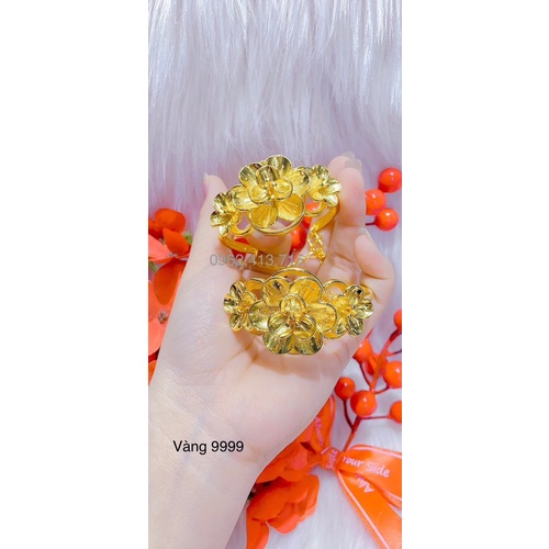 Vòng tay hoa 3 bông mạ vàng 24 cao cấp mẫu mới về cực đẹp ( vòng có khắc kí hiệu 9999 )