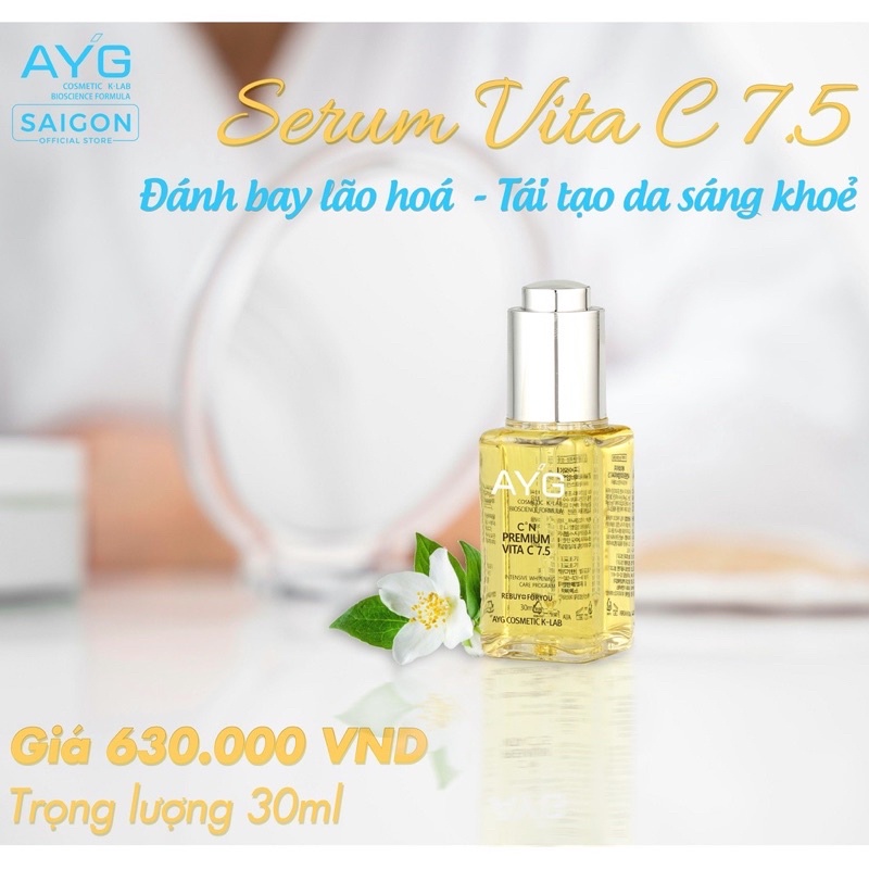 Serum Vitamin C AYG trắng sáng - se khít lỗ chân lông - đều màu da