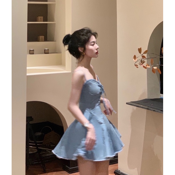 Đầm Jean Hai Dây Dáng Xoè Sexy Quyến Rũ oder.tram0506