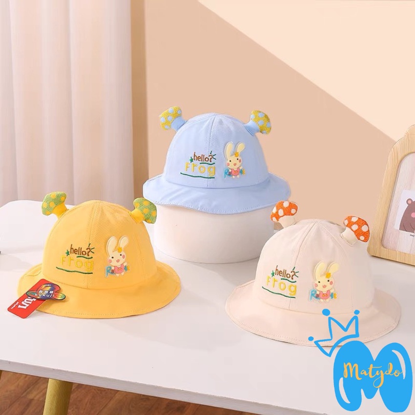 Mũ cho bé trai bé gái rộng vành nón trẻ em mùa hè đông hình thỏ nấm đáng yêu phụ kiện trẻ em 1-2.5 tuổi