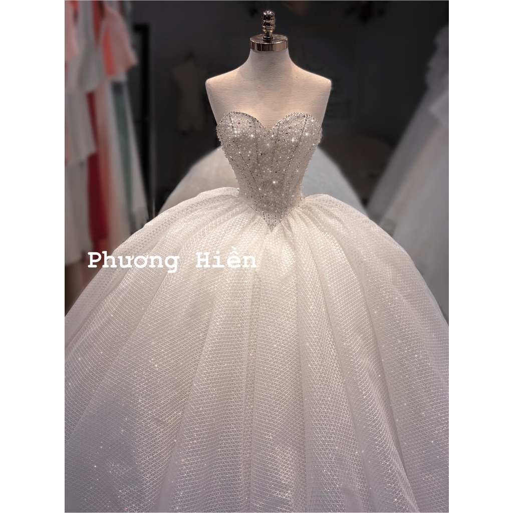 Váy cưới cao cấp thiết kế 2in1 ,chuẩn from dáng cô dâu