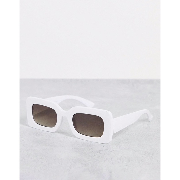 Kính Pull&Bear square sunglasses in white Auth Chính Hãng