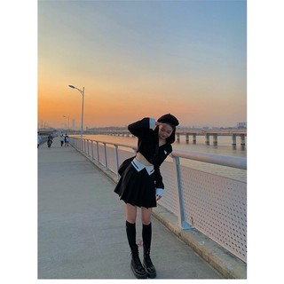 Set áo crop vest kẻ sọc + short
