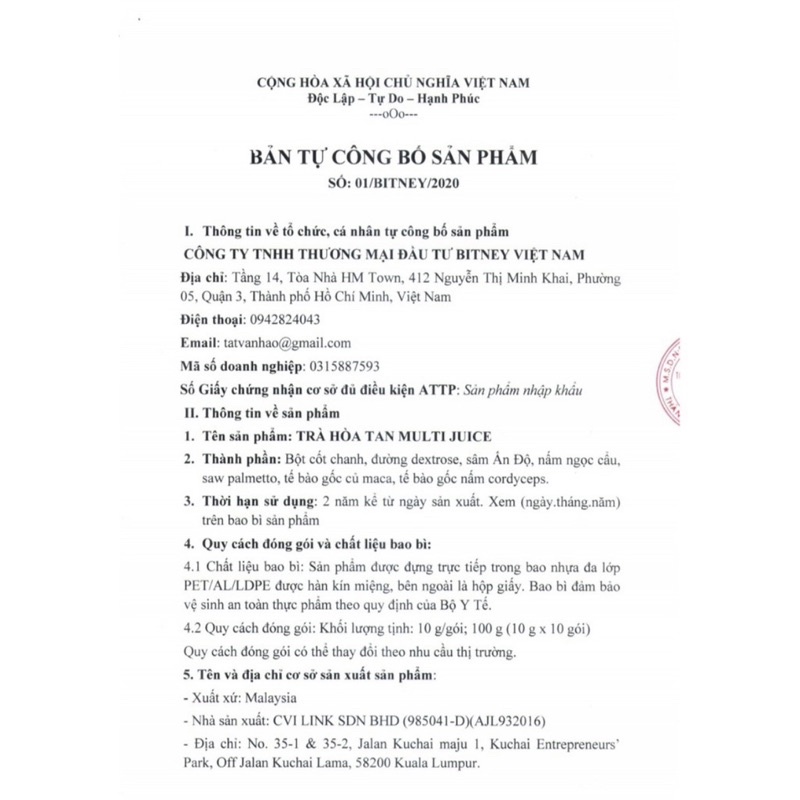 Thảo dược Multi Juice Bitney