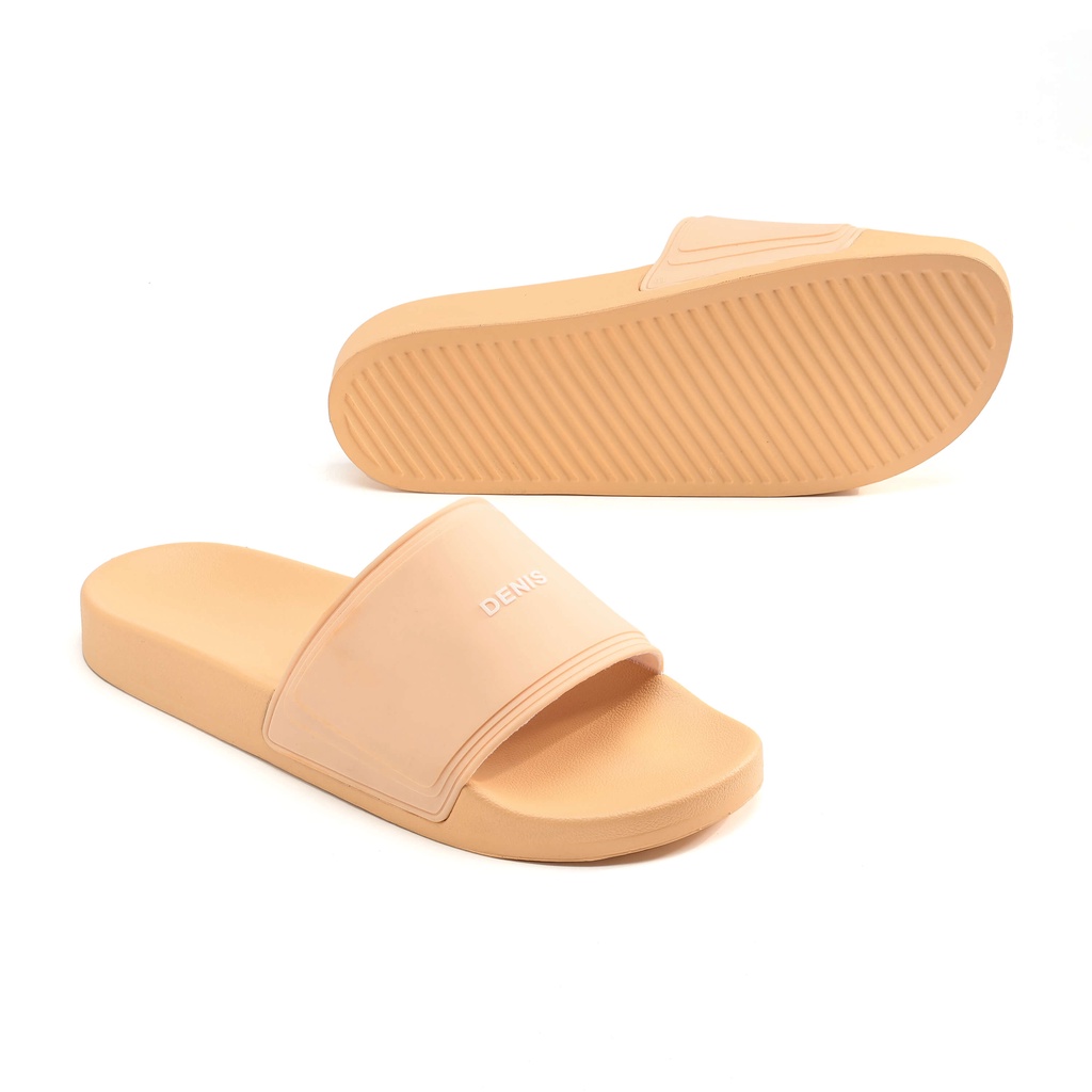 Dép quai ngang Denis Unisex Slipper DT04 đế PU quai PVC màu vàng kem nữ tính Ngoài trời