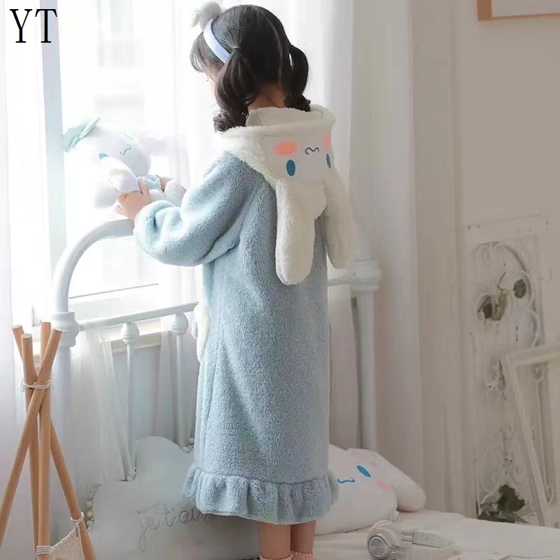 Áo Choàng Ngủ Bằng Vải Bông Dày Dặn Plus Dành Cho Bé Gái