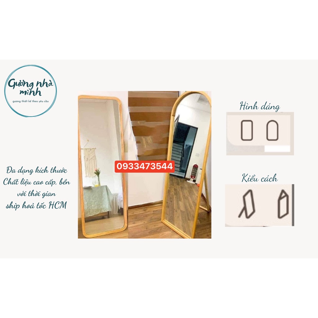 Gương soi toàn thân gỗ thông cao cấp kèm chân