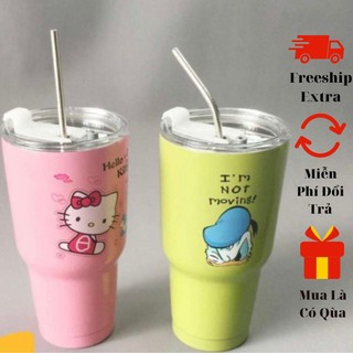 Combo ly giữ nhiệt thái lan tặng kèm ống hút inox + túi giữ nhiệt + nắp chống tràn + cọ rửa-shome