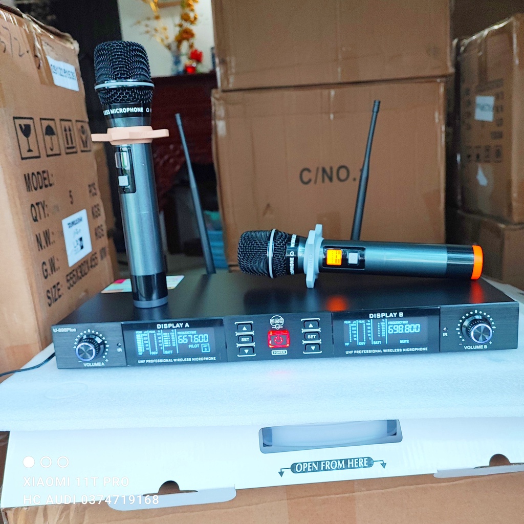 Mic không dây BBS u898 plus micro BBS u 898 plus loại một thông minh cao cấp tự ngắt gia tốc karraoke cực hay 2023