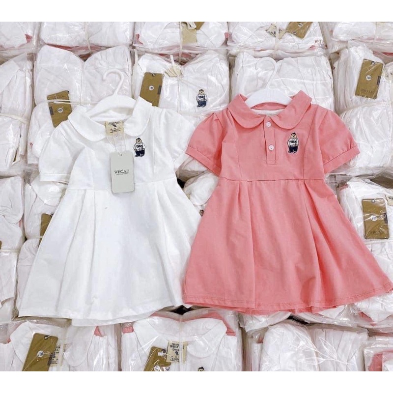 Váy bé gái,Váy xoè gấu thêu cho bé gái V0084