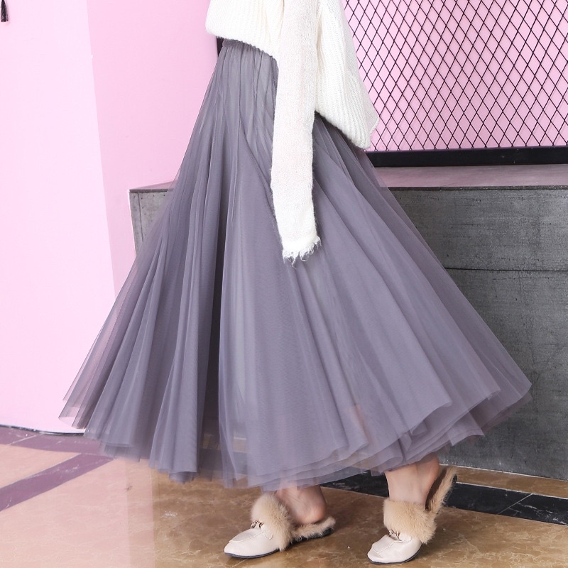 #2319 Chân váy công chúa xếp sóng dáng maxi 80cm bồng bềnh hàng Quảng Châu