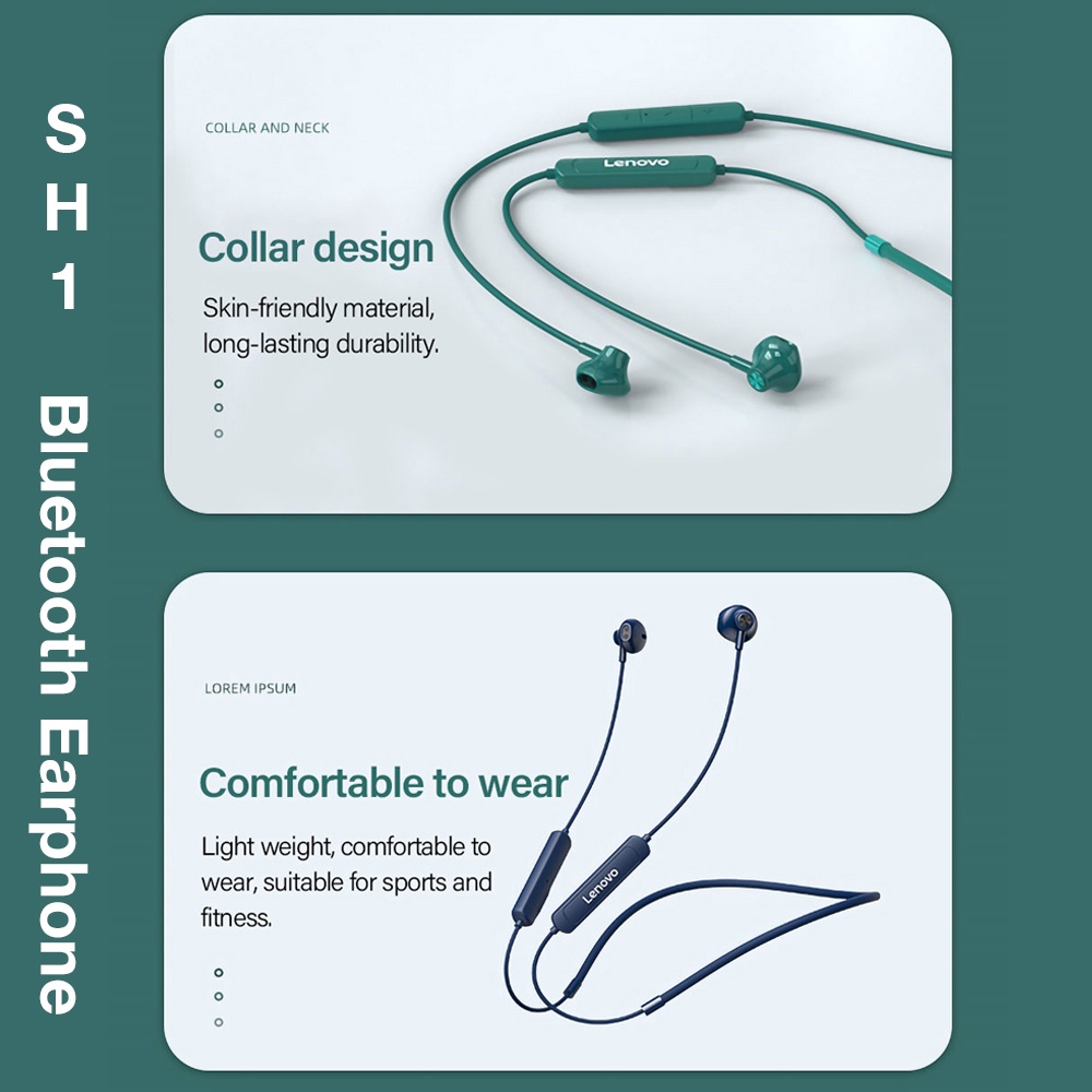 4Color Tai nghe Bluetooth Lenovo SH1 thể thao Bluetooth 5.0 TWS không dây có micro và lượng pin dài IPX5 không thấm nước