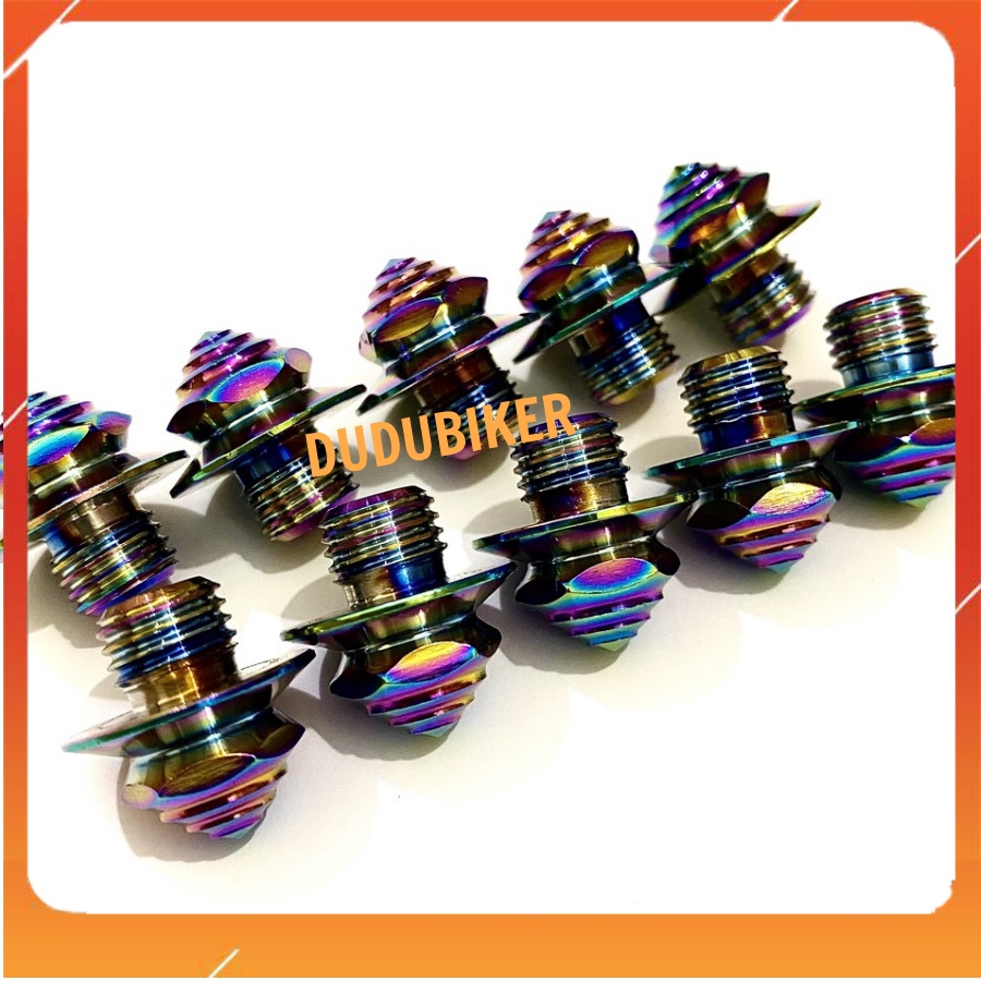 Ốc Chân Gương Titan 7 Màu Ren 10ly Xuôi Mẫu Tên lưa Gắn Lỗ Chân Gương Gắn Cho Wave. Dream Các Dòng Xe