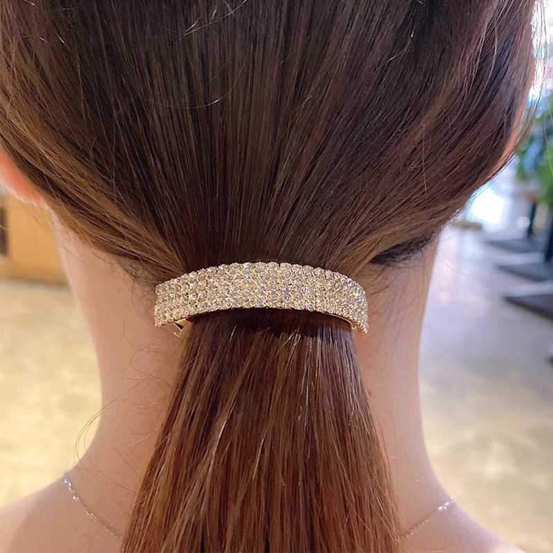 Kẹp Tóc Đuôi Ngựa Đính Đá Bằng Hợp Kim Thời Trang Hàn Quốc