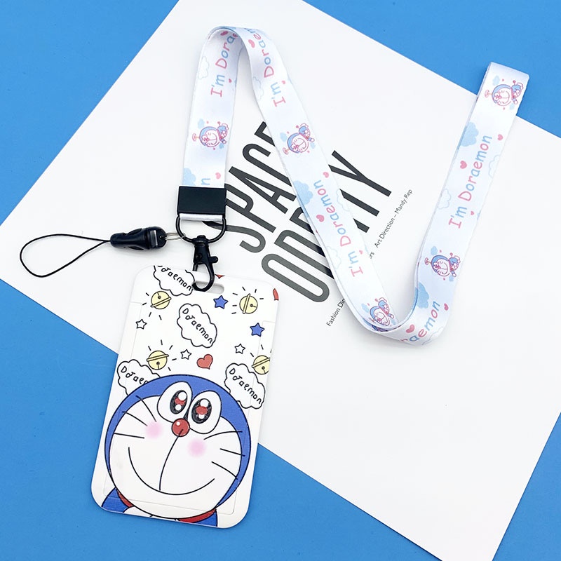 Dây đeo thẻ dọc dành cho học sinh, sinh viên, nhân viên họa tiết hoạt hình Doraemon dễ thương