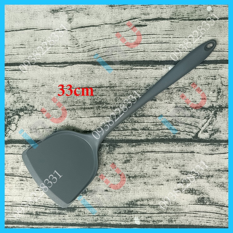 HCM - Xẻng silicon 33cm cán dài chống dính chịu nhiệt dùng đảo, lật thức ăn