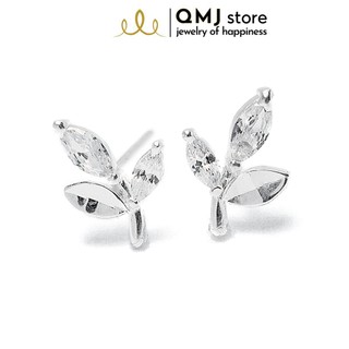 [Mã SKAMCLU8 giảm 10% cho đơn từ 100K] Bông tai bạc QMJ Nụ Nguyệt Quế nạm đá thóc trắng sáng - Q070