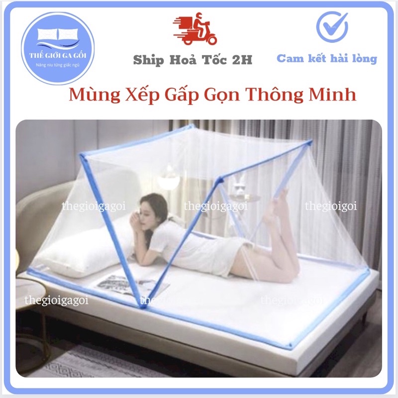 Màn chụp gấp gọn 1m/1m2/1m4/1m6/1m8 mùng chụp chống muỗi thông minh xếp gọn tiện dụng