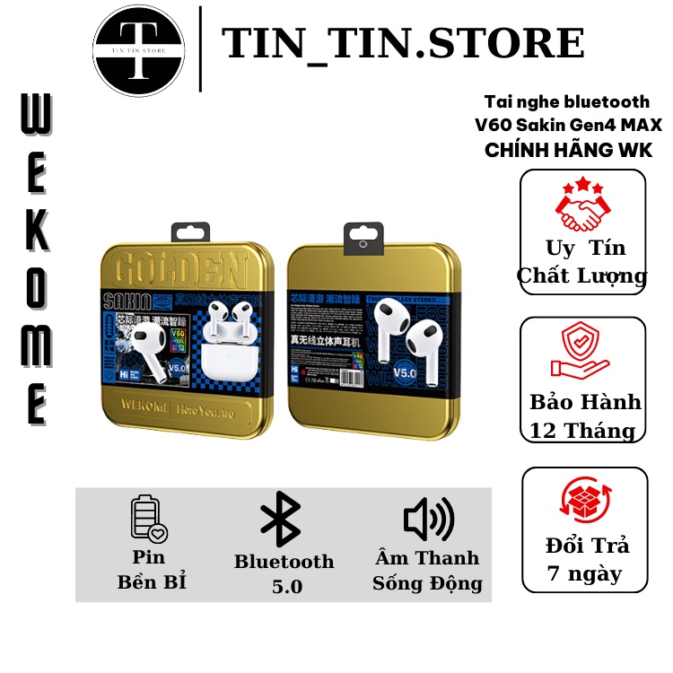 tai nghe bluetooth V60 WEKOME am thanh song dong,pham vi truyen sa tuong thich manh me va on dinh·