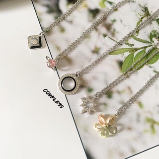 Vòng cổ đá và hoa thép không gỉ