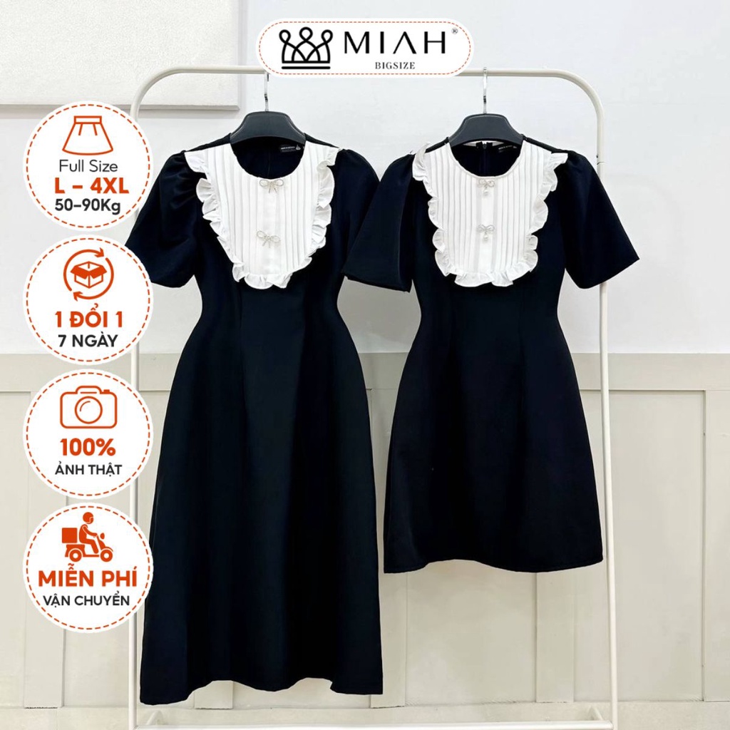 Đầm bigsize nữ thiết kế váy yếm công chúa chất chéo hàn dự tiệc đi chơi sang chảnh MIAH BIGSIZE DA0021