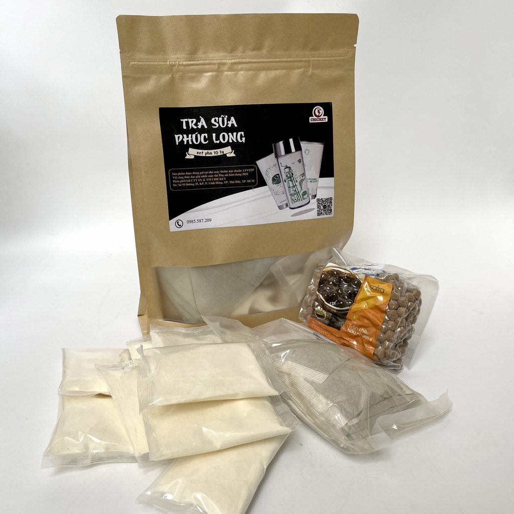 Set Trà Sữa Phúc Long 10 ly (600g) - Nguyên liệu trà sữa CRICKET - Ngon hơn, tiện lợi hơn.