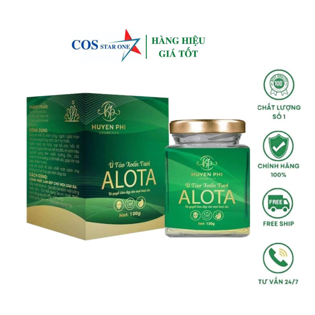 Ủ Tảo Xoắn Tươi Alota Huyền Phi 100% Tảo Tươi Dưỡng Trắng Cấp Ẩm Tái Tạo Da
