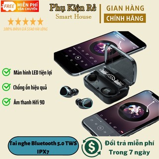 Tai nghe Bluetooth 5.0 TWS Kiểu dáng mới - Chống nước IPX7 - Nghe nhạc lên đến 90h