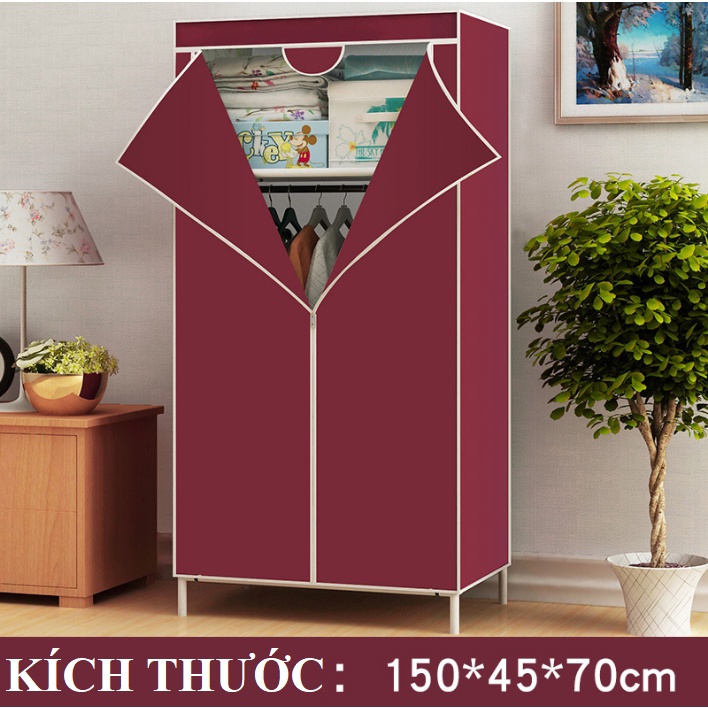 Tủ vải đựng quần áo khung inox Fantasi 1 buồng thiết kế thời trang loại 1 kích thước lớn độ bền cao