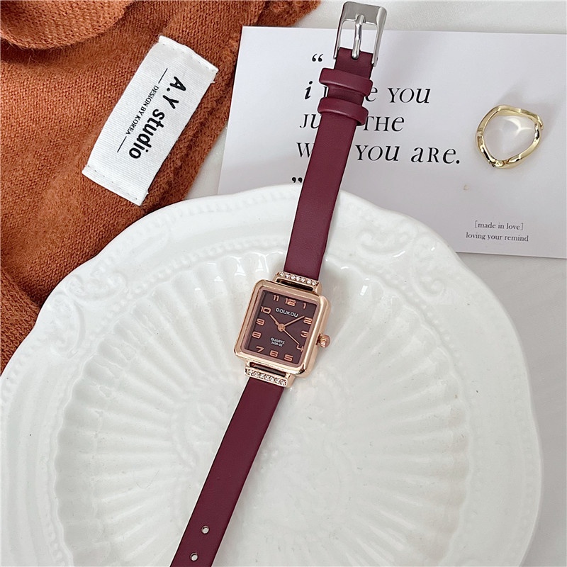 Hương Thơm Đồng Hồ Đeo Tay Nhỏ Màu Tím Hoa Trà Niche Khối Lập Phương Đường ins High School Mori Series Siêu Tinh Tế