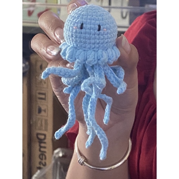 Móc khoá sứa biển cute làm bằng len handmade