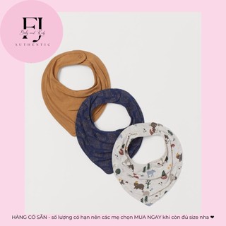Yếm cổ trẻ em chính hãng HM, yếm bé trai yếm xám họa tiết, yếm vàng, yếm xanh than gấu, hàng hiệu cho bé Size 19x19