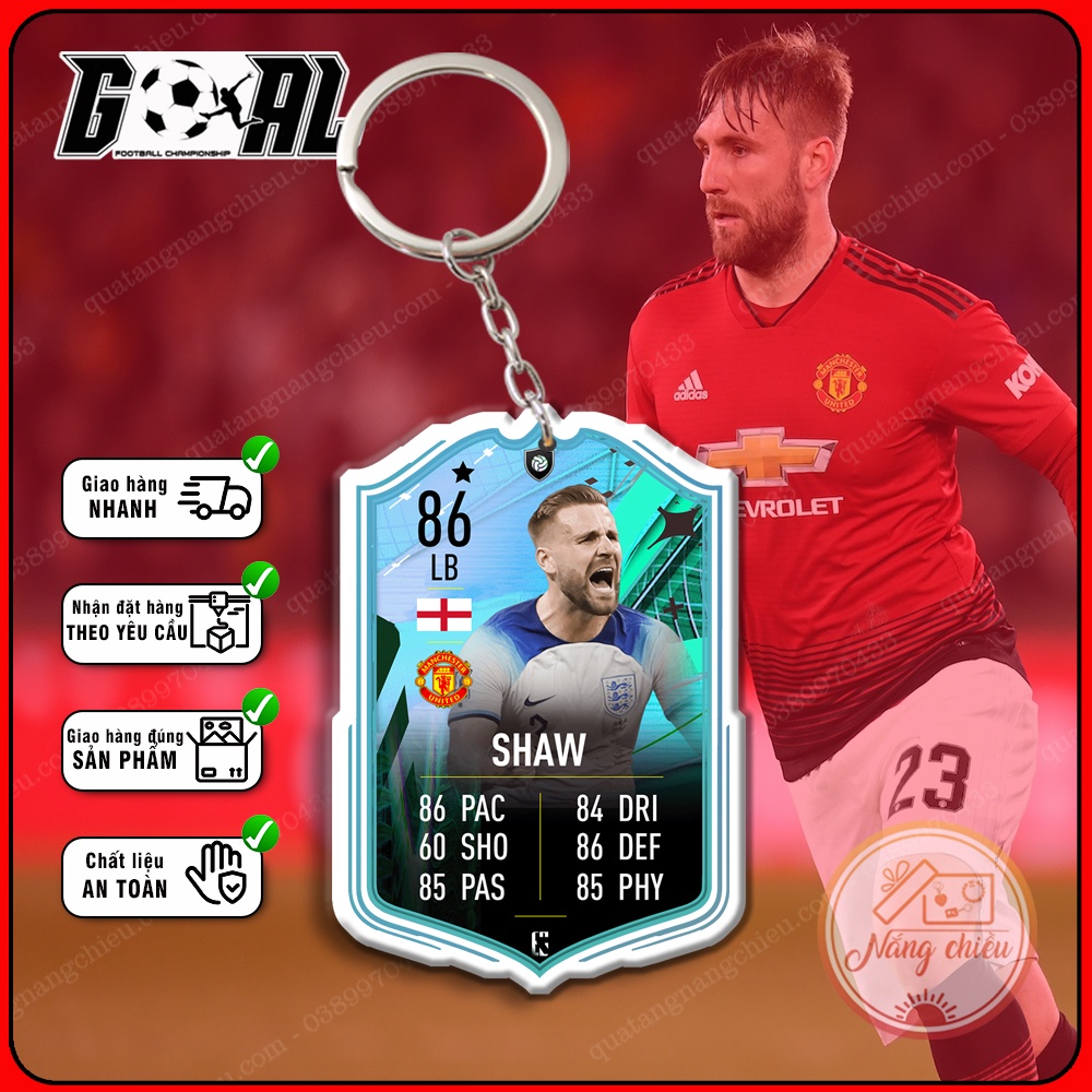 Móc khóa cầu thủ bóng đá chuyên nghiệp - In hình Luke Shaw - Thẻ Icon bóng đá gaming[15651-15660]