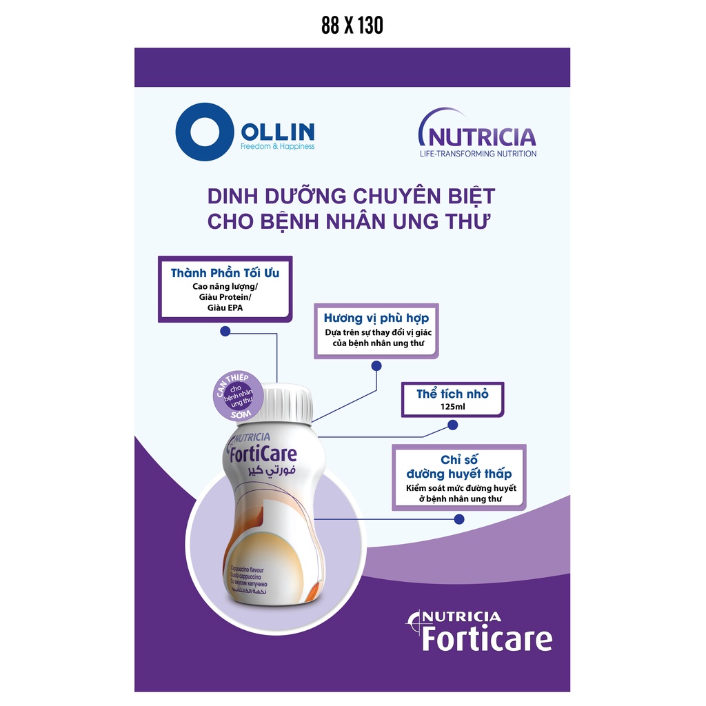 1 thùng sữa Forticare 6 lốc hãng Nutricia dinh dưỡng cho người suy nhược, ung thư, sụt cân chai 125ml