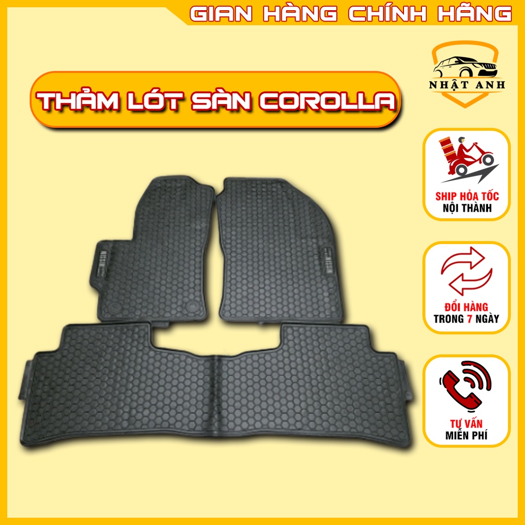Thảm sàn, Thảm lót sàn xe Corola Cross cao su đúc không mùi, màu đen chuẩn form xe, chữ trắng Nissin