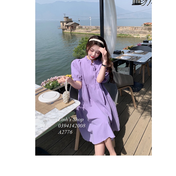 Váy Đầm Sơmi Suông Tím A2776