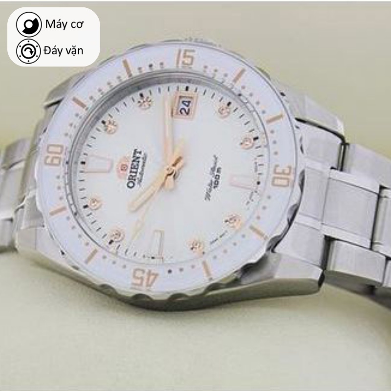 Đồng hồ nữ Orient FAC0A002W0 máy cơ automatic mặt số đính đá kim dạ quang chống nước 10 ATM dây thép cao cấp chính hãng