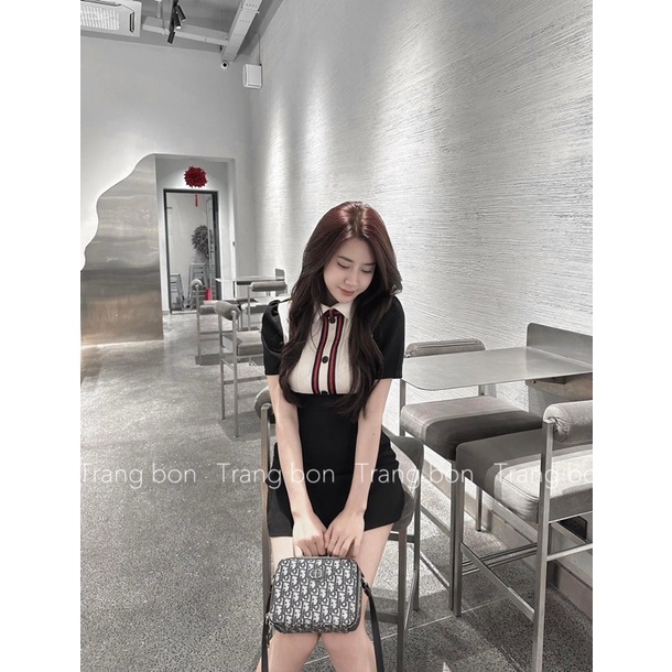 Váy Tiểu Thư Nơ Viền Đỏ TB