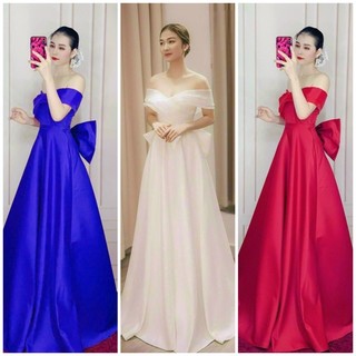 ĐẦM XOÈ NÀNG DÂU BẸT VAI THẮT NƠ LƯNG DÀI THƯỚT THA TẶNG KÈM HOA TAI THỜI TRANG